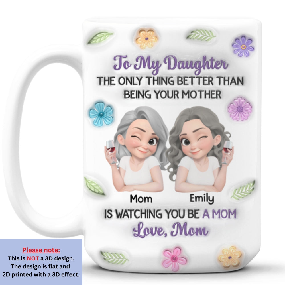 Custom Mother's Day Gift for Daughter • Linked Together Cartoon Colorful - Personalized 3D Inflated Effect Mug