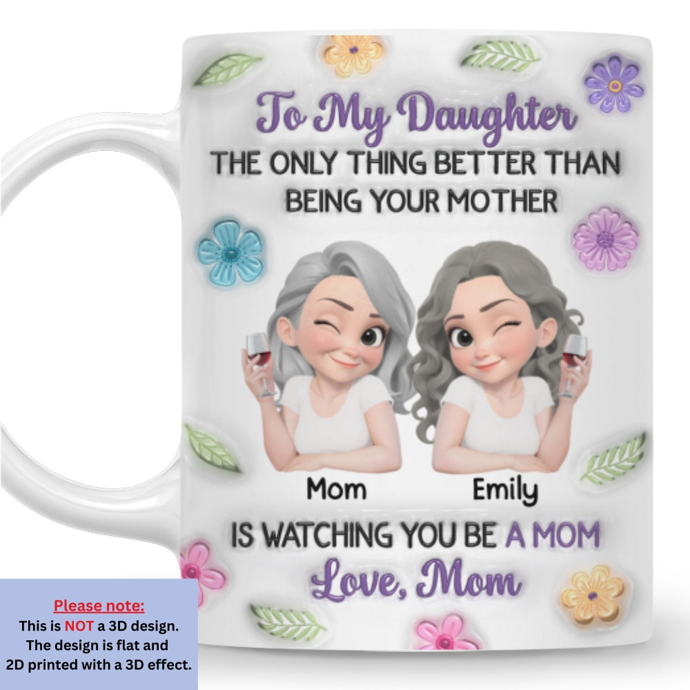 Custom Mother's Day Gift for Daughter • Linked Together Cartoon Colorful - Personalized 3D Inflated Effect Mug