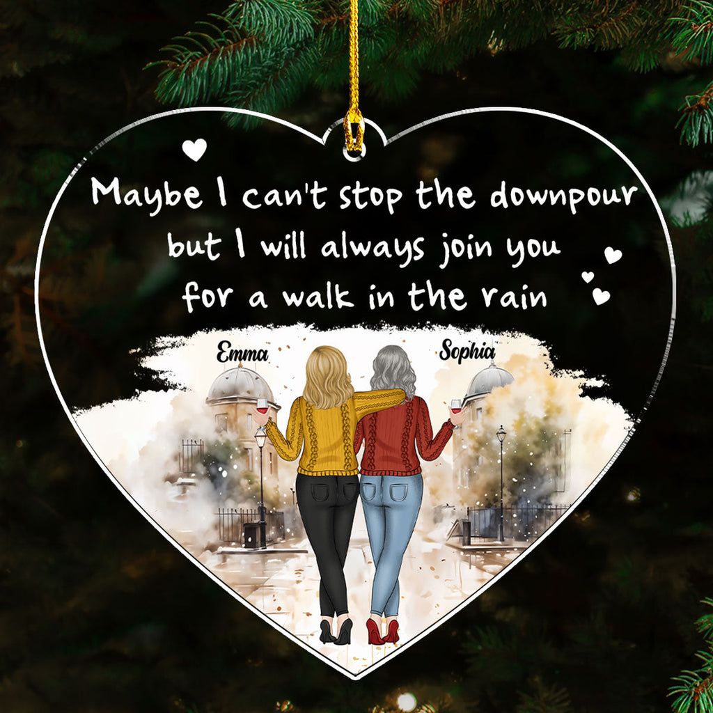 Custom Friendship Christmas Ornament, Best Friend Gift •  A Walk In The Rain - Personalized Acrylic Ornament
