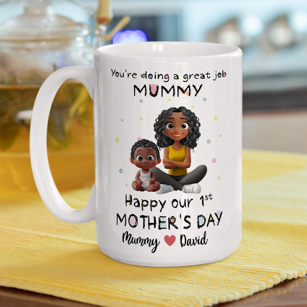Custom First Mother's Day, Christmas Gift for New Mom • Mommy And Kid - Personalized Coffee Mug