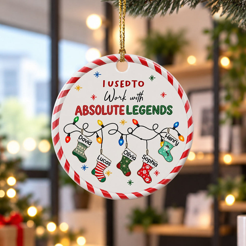 Custom Coworker Christmas Ornament, Team Appreciation Gift •  I Used To Work With Absolute Legends - Personalized Ceramic Ornament