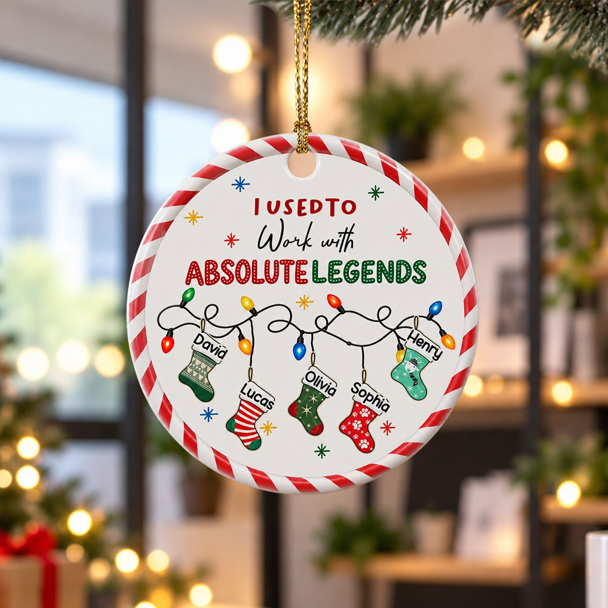 Custom Coworker Christmas Ornament, Team Appreciation Gift •  I Used To Work With Absolute Legends - Personalized Ceramic Ornament