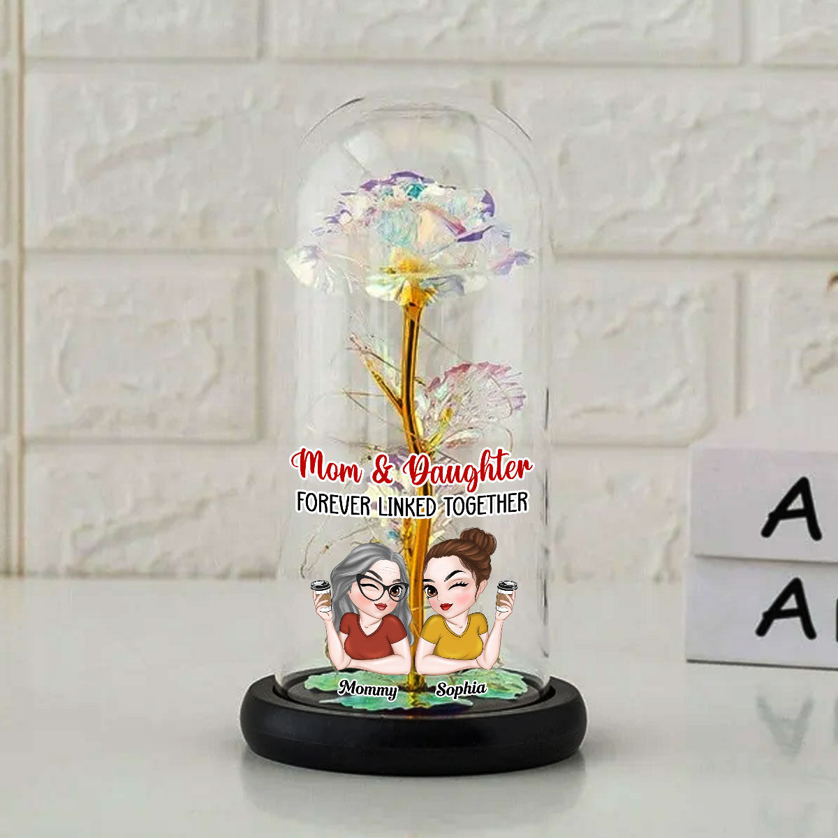 Mom And Daughter - Personalized Sparkly Rose