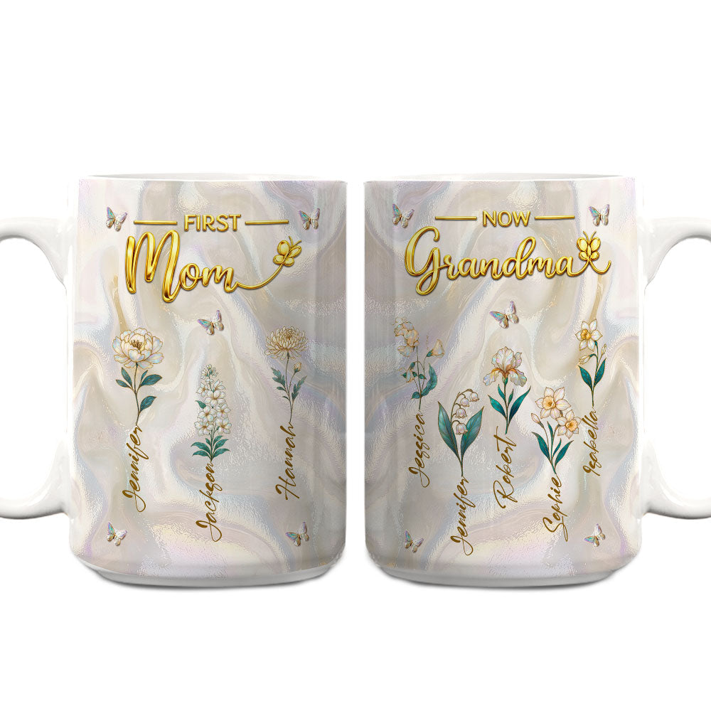 Custom Mother's Day Gift for Mom & Grandma • Flower Gift For Mom Grandma - Personalized 3D Inflated Effect Mug