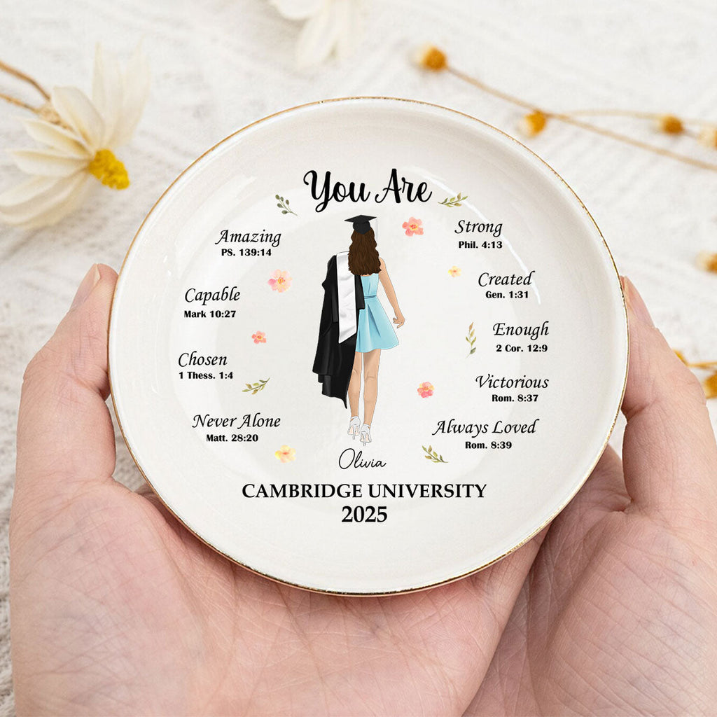 Custom Class of 2026 Trinket Dish, Graduation Gift For Her • You Are Chosen - Personalized Jewelry Dish