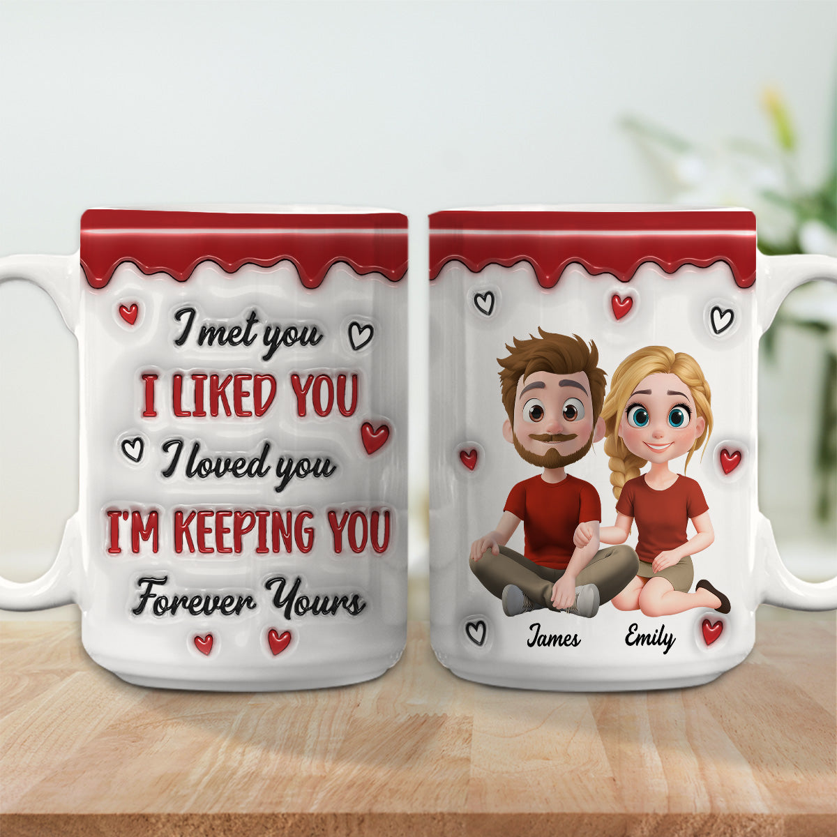 Custom Anniversary Keepsake Gifts For Couple • Couple Cartoon Forever Love - Personalized 3D Inflated Effect Mug