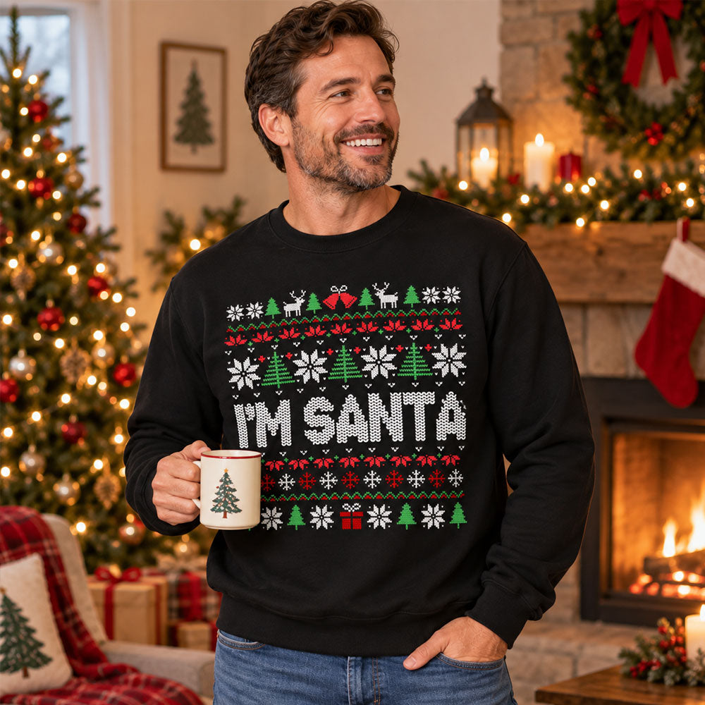 Custom Couple Christmas Sweatshirt, Anniversary Gift • Santa Came Twice - Personalized All-Over-Print Sweatshirt