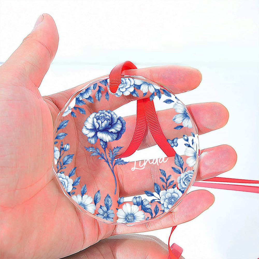 Custom Keepsake Christmas Ornament •  Friends Are Flowers That Never Fade Toile - Personalized Glass Ornament