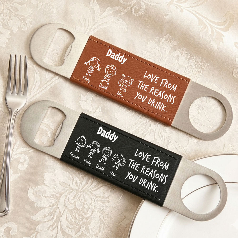 From The Reasons Your Drink - Personalized Leather Bottle Opener