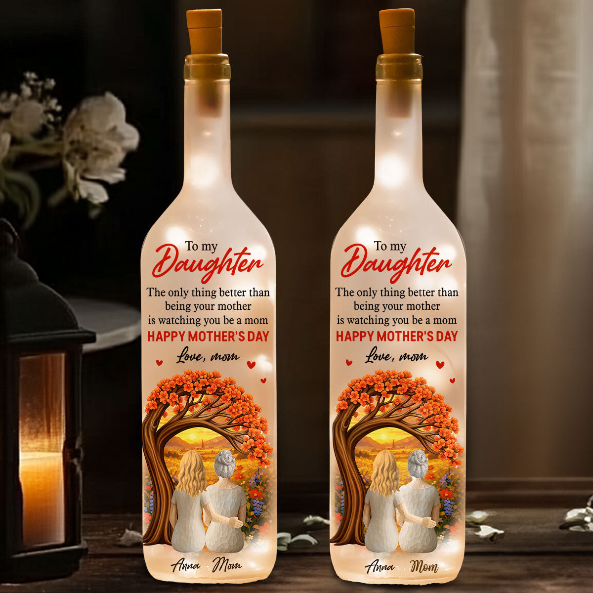 Watching You Be A Mom - Personalized Bottle Lamp