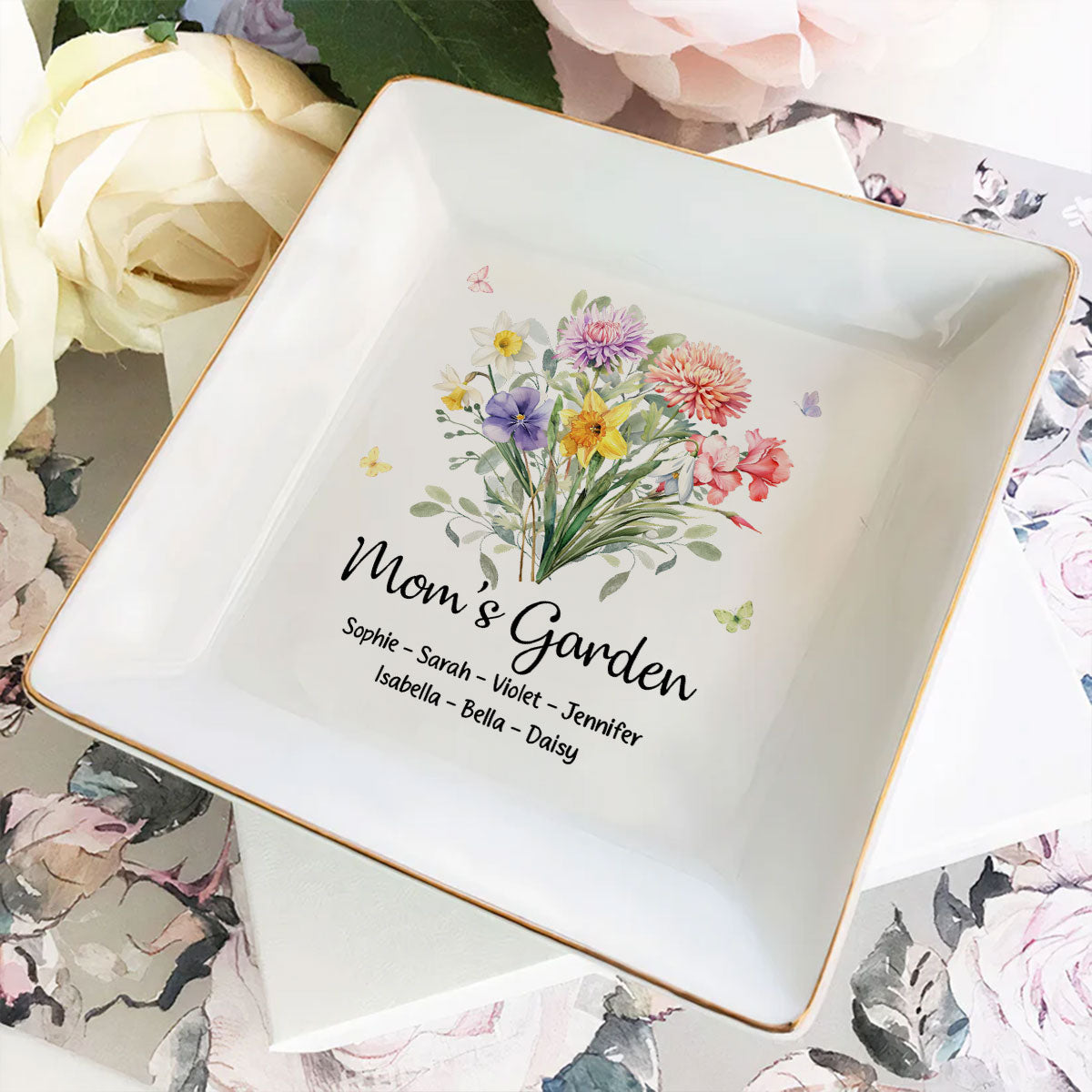 Custom Daughter Trinket Dish, Meaningful Birthday Gift For Her • My Garden - Personalized Jewelry Dish