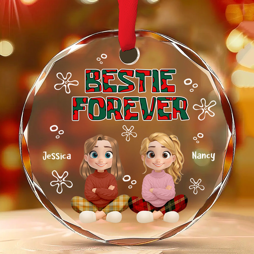 Custom Friendship Christmas Ornament, Best Friend Gift •  My Best Girl - Personalized Glass Ornament
