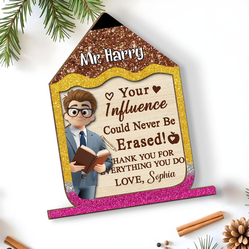 Custom Decor, Christmas Birthday Anniversary Gift Keepsake • Best Teacher Ever - Personalized 2-Layer Wood Plaque With Flat Base