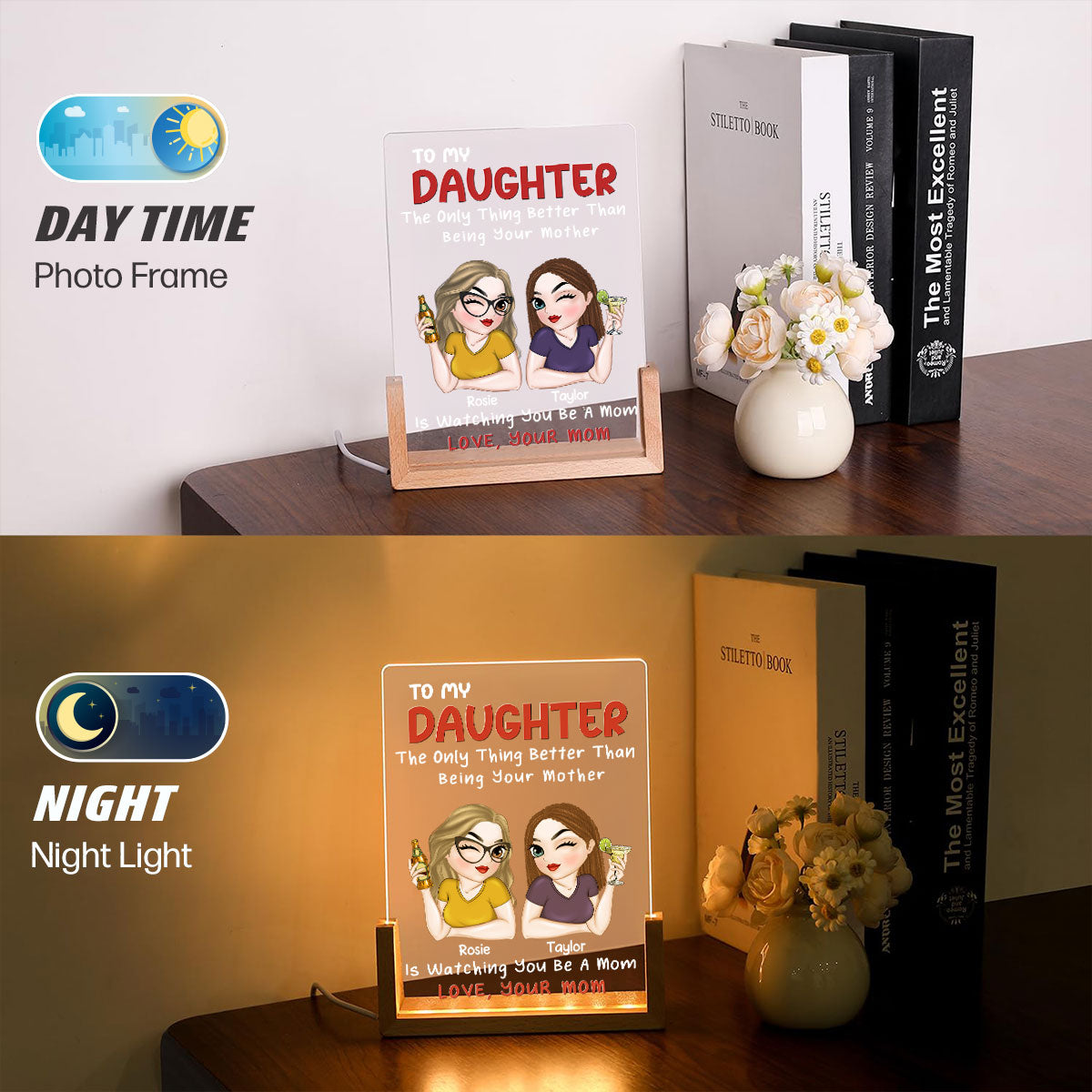 Custom Mother's Day Gifts for Daughter & Mom • Lovely Daughter - Personalized Night Light