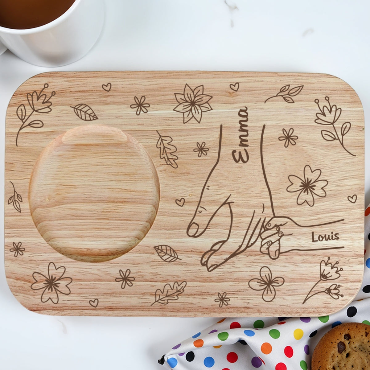 You Hold Our Hands, Also Our Hearts - Personalized Wooden Treat Board