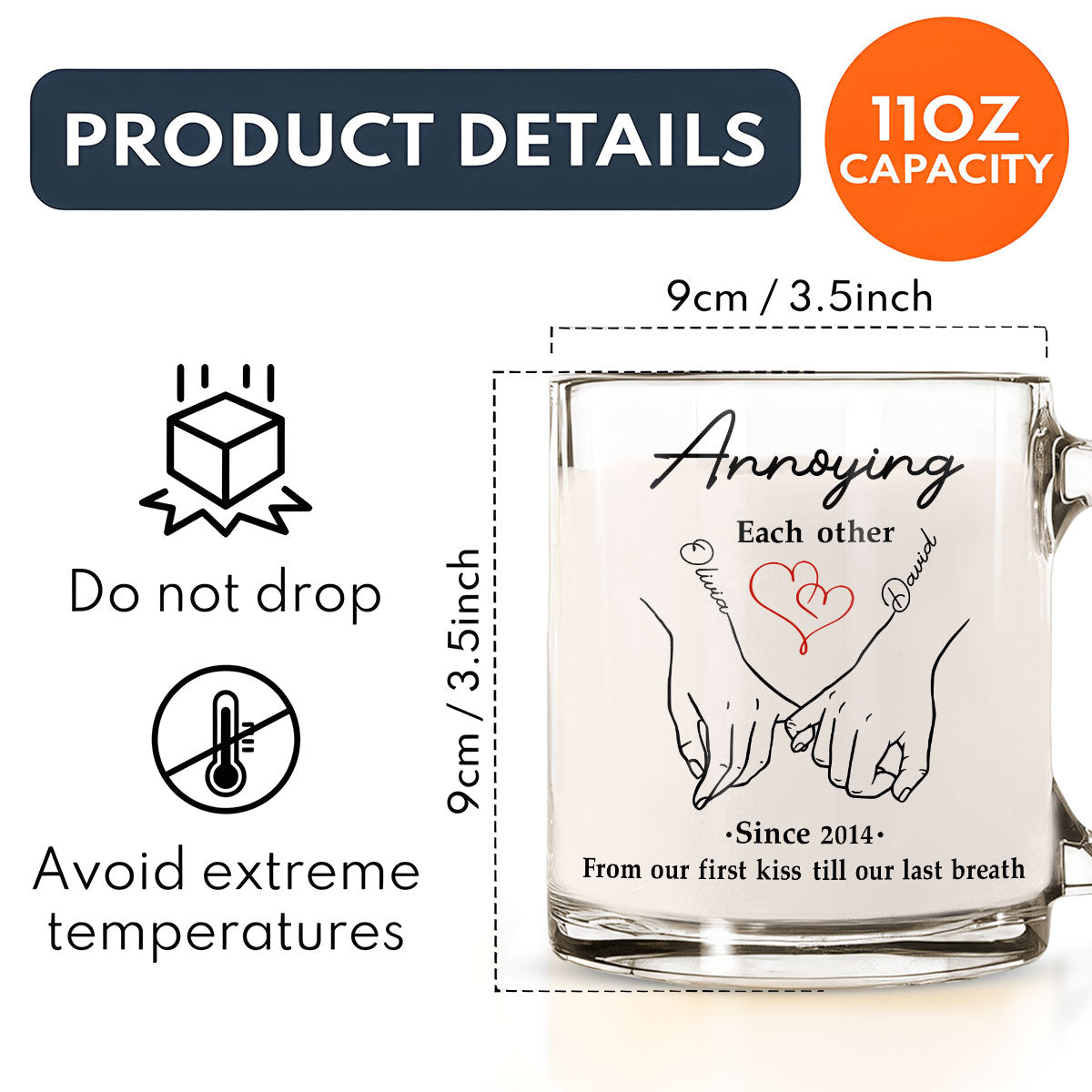 Custom Anniversary Keepsake Gifts For Couple • Till Our Last Breath - Personalized Glass Mug