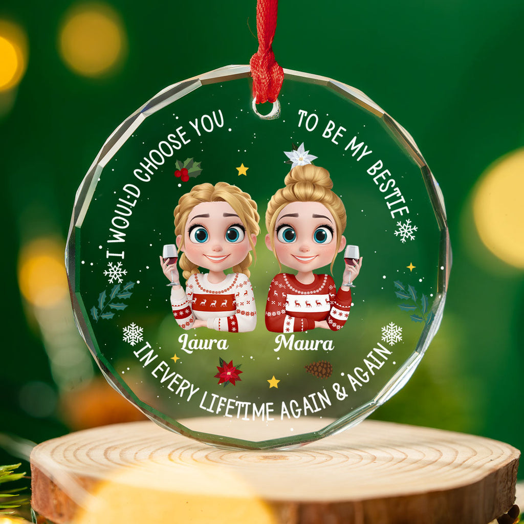 Custom Sister Christmas Ornament •  Soulmate In Disguise - Personalized Glass Ornament