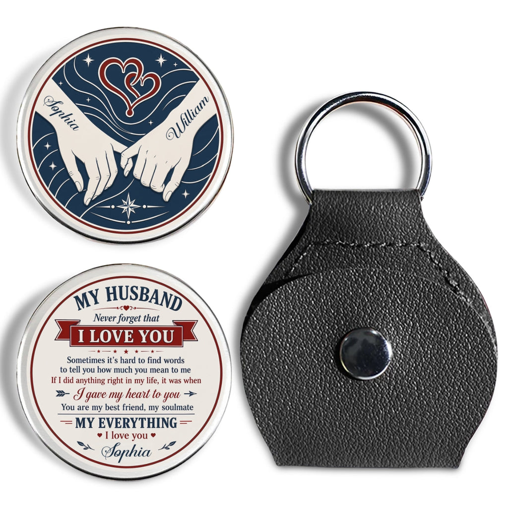 Custom Coin Keychain for Husband, Couple Anniversary Valentine's Day Gifts • How Deep My Love - Personalized Pocket Hug