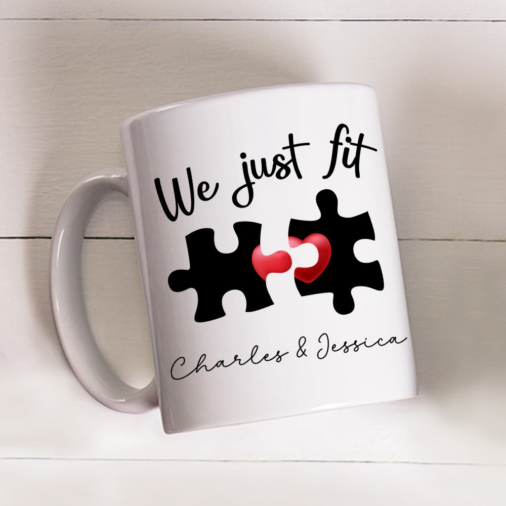 Custom Anniversary Keepsake Gifts For Couple • We Just Fit - Personalized Coffee Mug