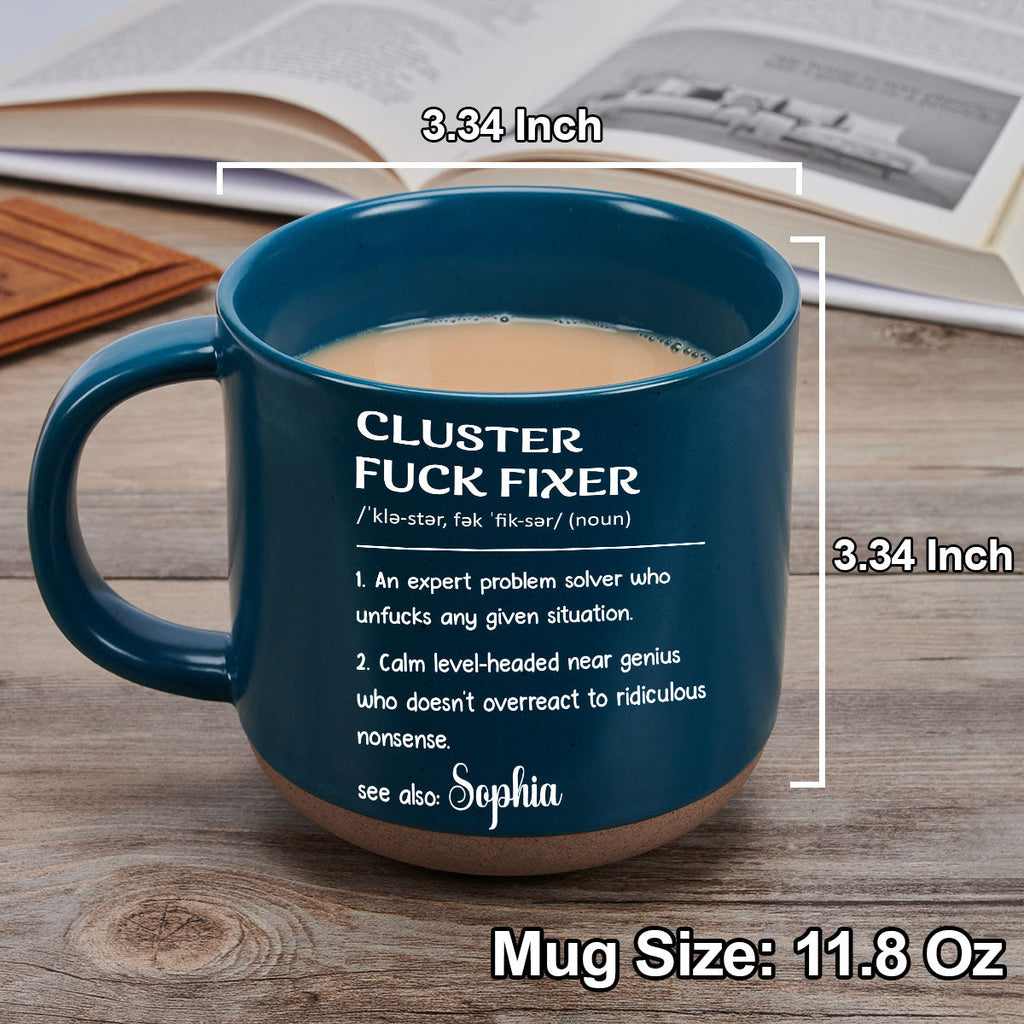 Custom Best Friend, Christmas & Birthday Friendship Keepsake Gift • Cluster Fixer Problem Solver - Personalized Pottery Mug
