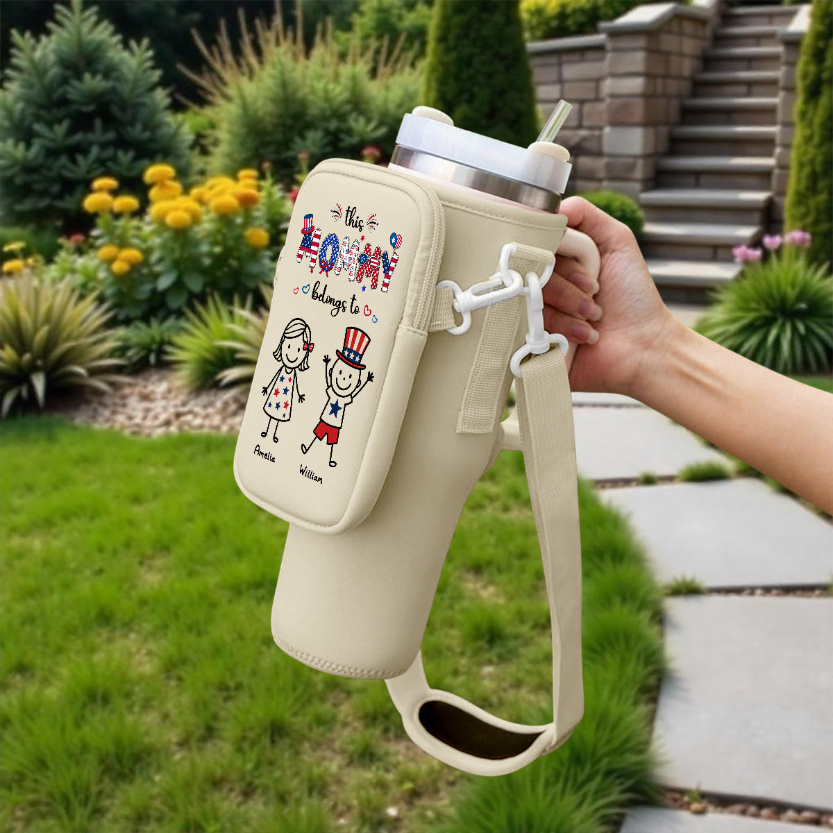 Home Is Where Your Grandma Is - Personalized Water Bottle Carrier Bag
