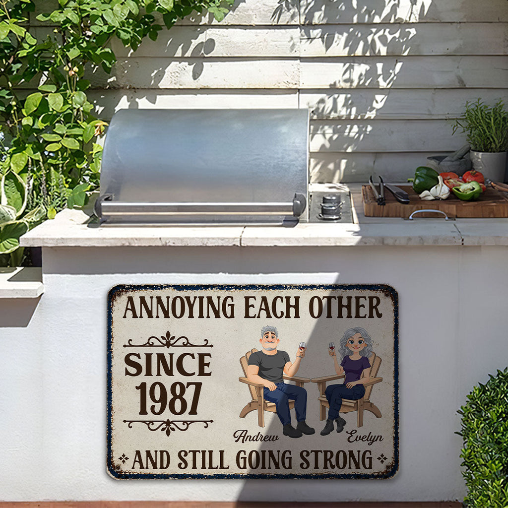 Custom Couple Anniversary Wall Decor Keepsake Gift • Couple Relaxing - Personalized Metal Sign