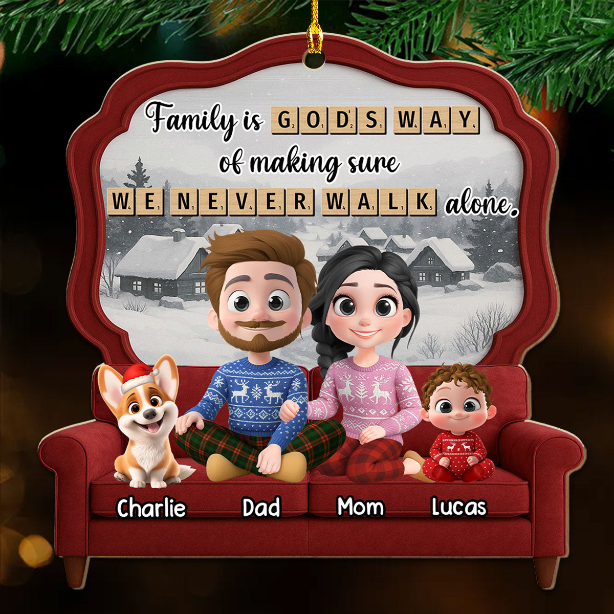 Custom Family Ornament, Christmas Gift for Family Members •  Family Is Where Love Grows - Personalized 3D Effect Wood Ornament