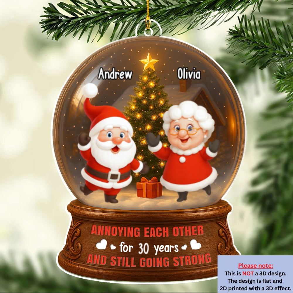 Custom Couple Christmas Ornament, Anniversary Gift •  Christmas Is Coming To Town - Personalized 3D Effect Acrylic Ornament