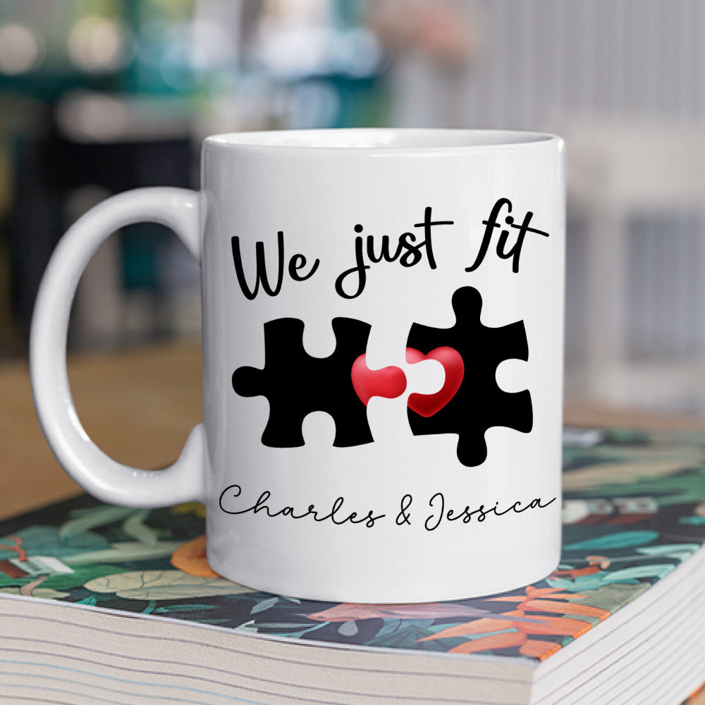 Custom Anniversary Keepsake Gifts For Couple • We Just Fit - Personalized Coffee Mug