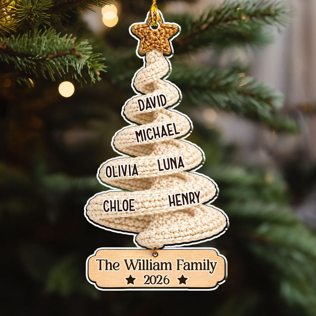 Custom Family Ornament, Christmas Gift for Family Members •  Our Little Name Tree  - Personalized Acrylic Ornament