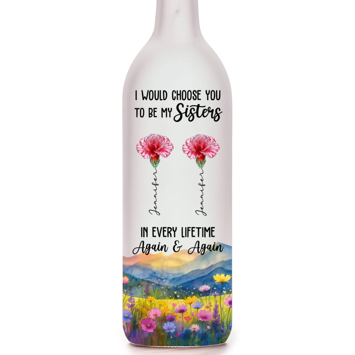 Always Choose You My Sisters - Personalized Bottle Lamp