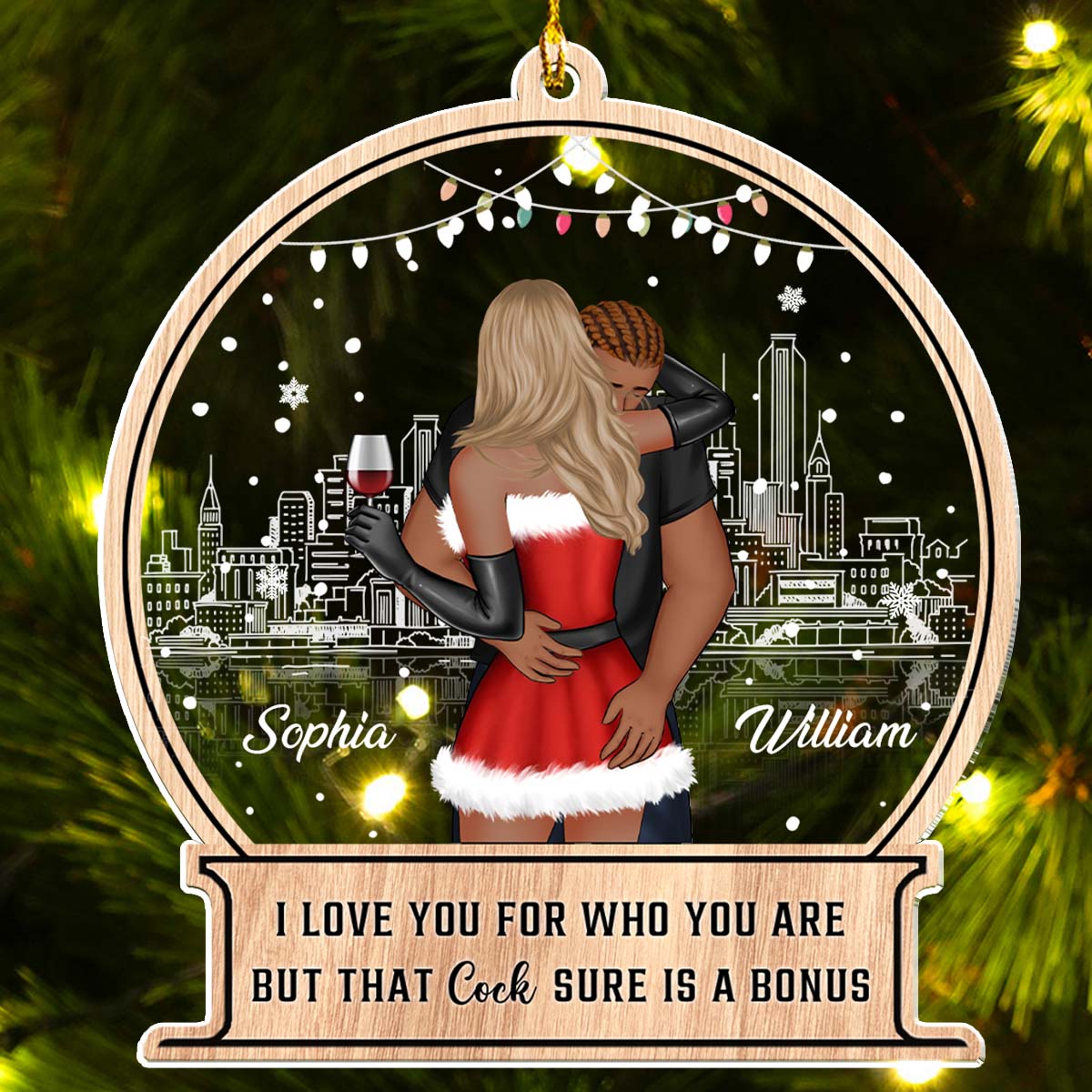 Custom Couple Christmas Ornament, Anniversary Gift •  Thanks For All - Personalized Acrylic Ornament