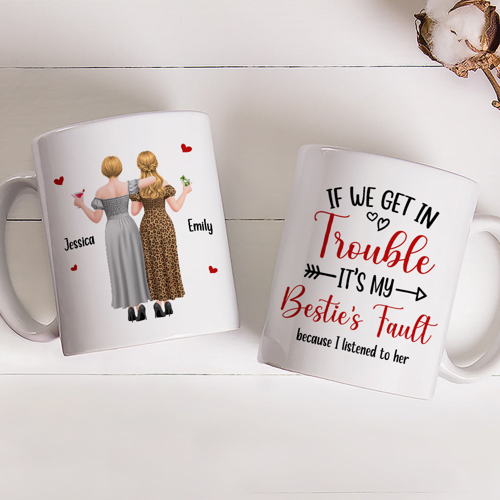 Custom Best Friend, Christmas & Birthday Friendship Keepsake Gift • Bad Influence Besties - Personalized Coffee Mug