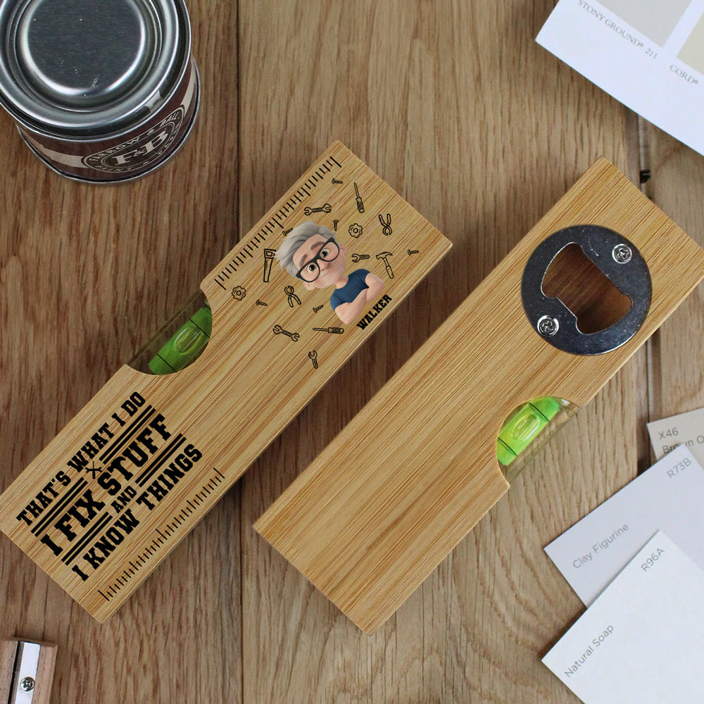 Thats What I Do - Personalized Wooden Spirit Level Bottle Opener