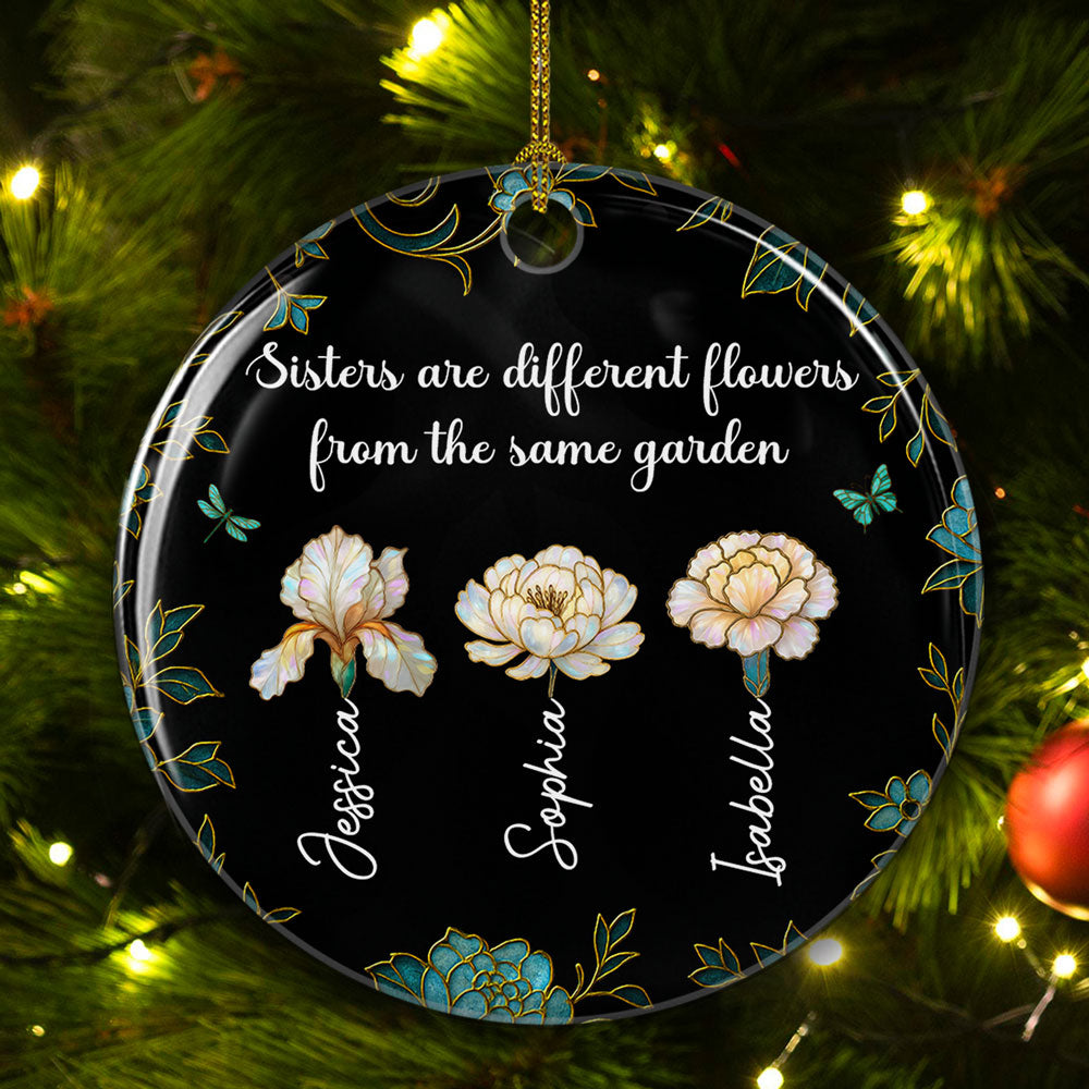 Custom Sister Christmas Ornament •  Merry With Sisters - Personalized Ceramic Ornament