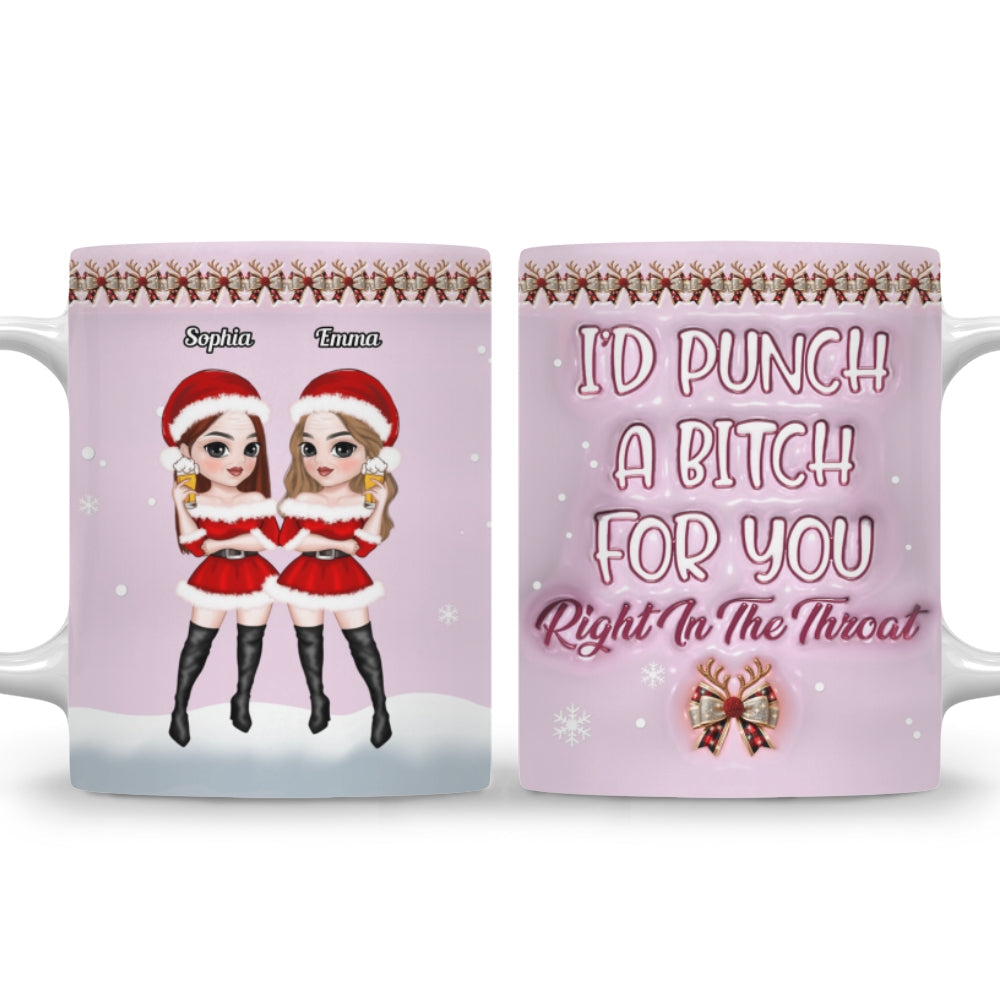 Custom Best Friend, Christmas & Birthday Friendship Keepsake Gift • Punch Bitch - Personalized 3D Inflated Effect Mug