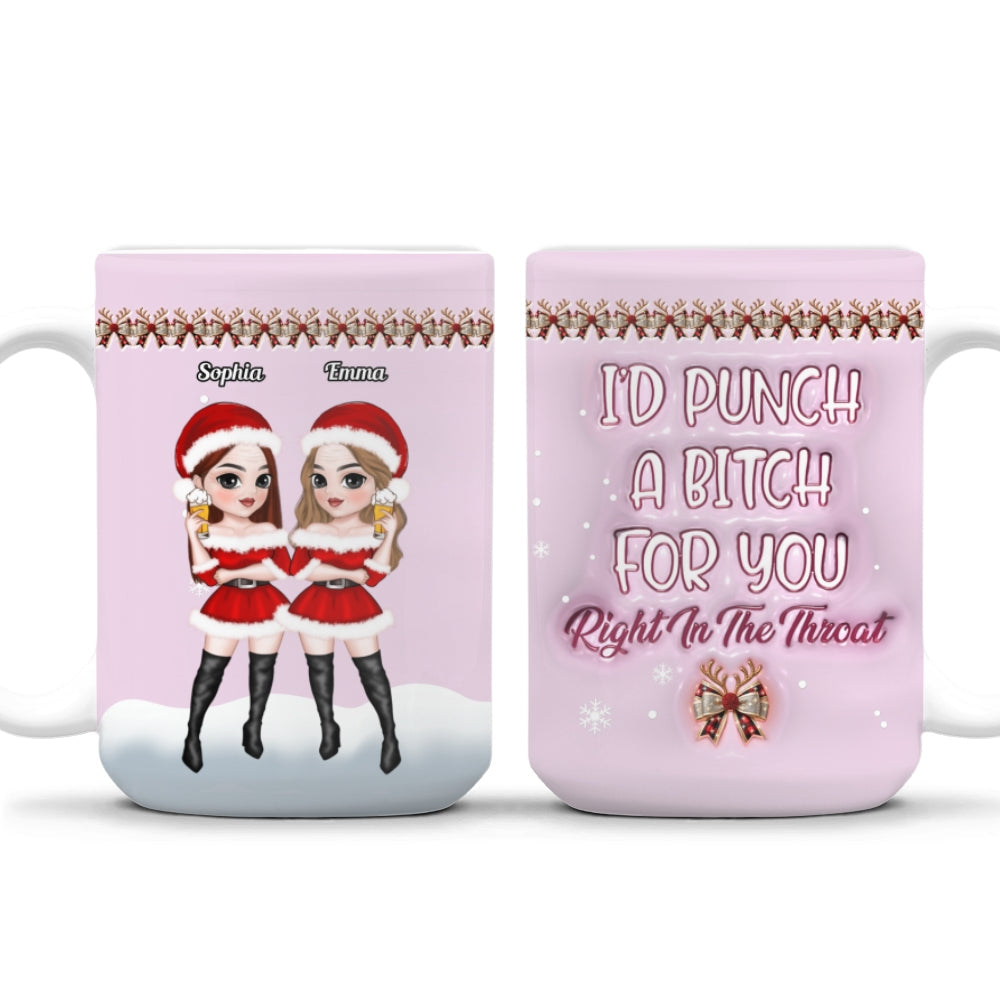Custom Best Friend, Christmas & Birthday Friendship Keepsake Gift • Punch Bitch - Personalized 3D Inflated Effect Mug