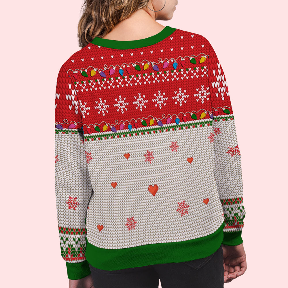 Custom Name Couple Christmas Sweatshirt, Anniversary Gift • Gimme Some More - Personalized All-Over-Print Sweatshirt