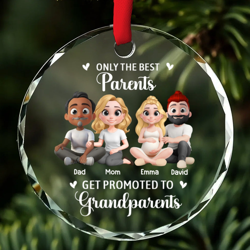 Custom Family Ornament, Christmas Gift for Family Members •  New Grandparents - Personalized Glass Ornament