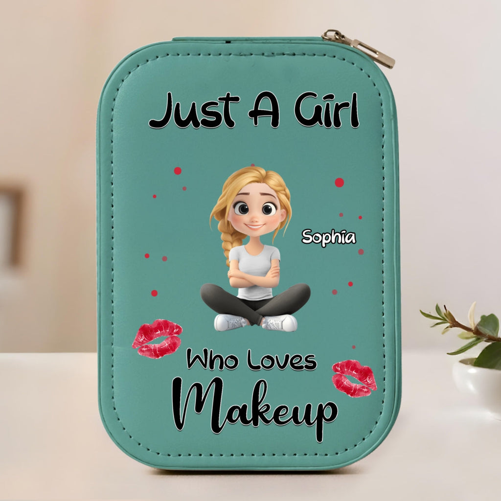 Just A Girl Who Loves Makeup - Personalized Jewelry Box With LED Mirror
