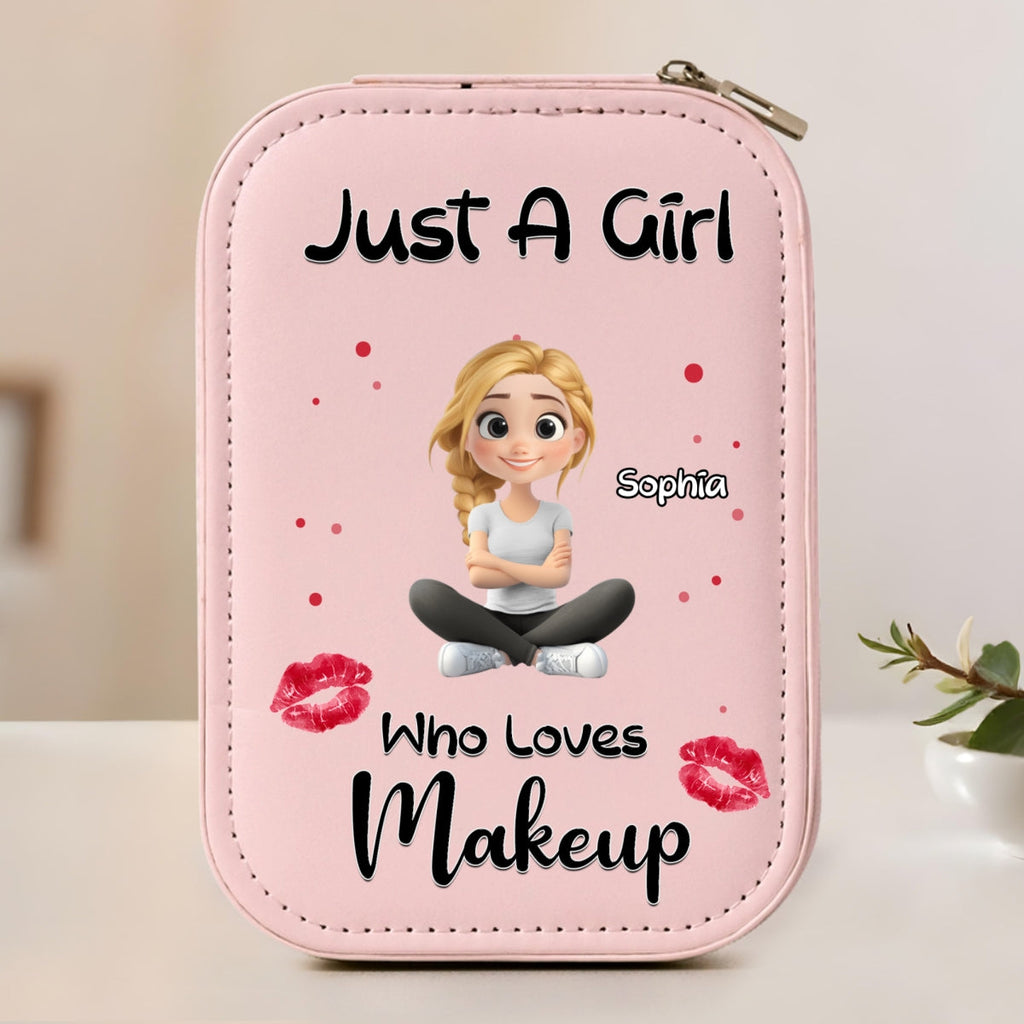 Just A Girl Who Loves Makeup - Personalized Jewelry Box With LED Mirror