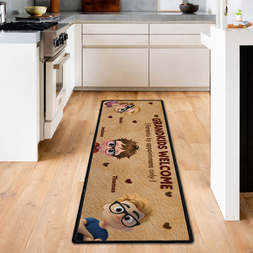 Custom Family Name Rug, Housewarming Birthday Gift For Family Members • Grandkids Welcome - Personalized Runner Rug
