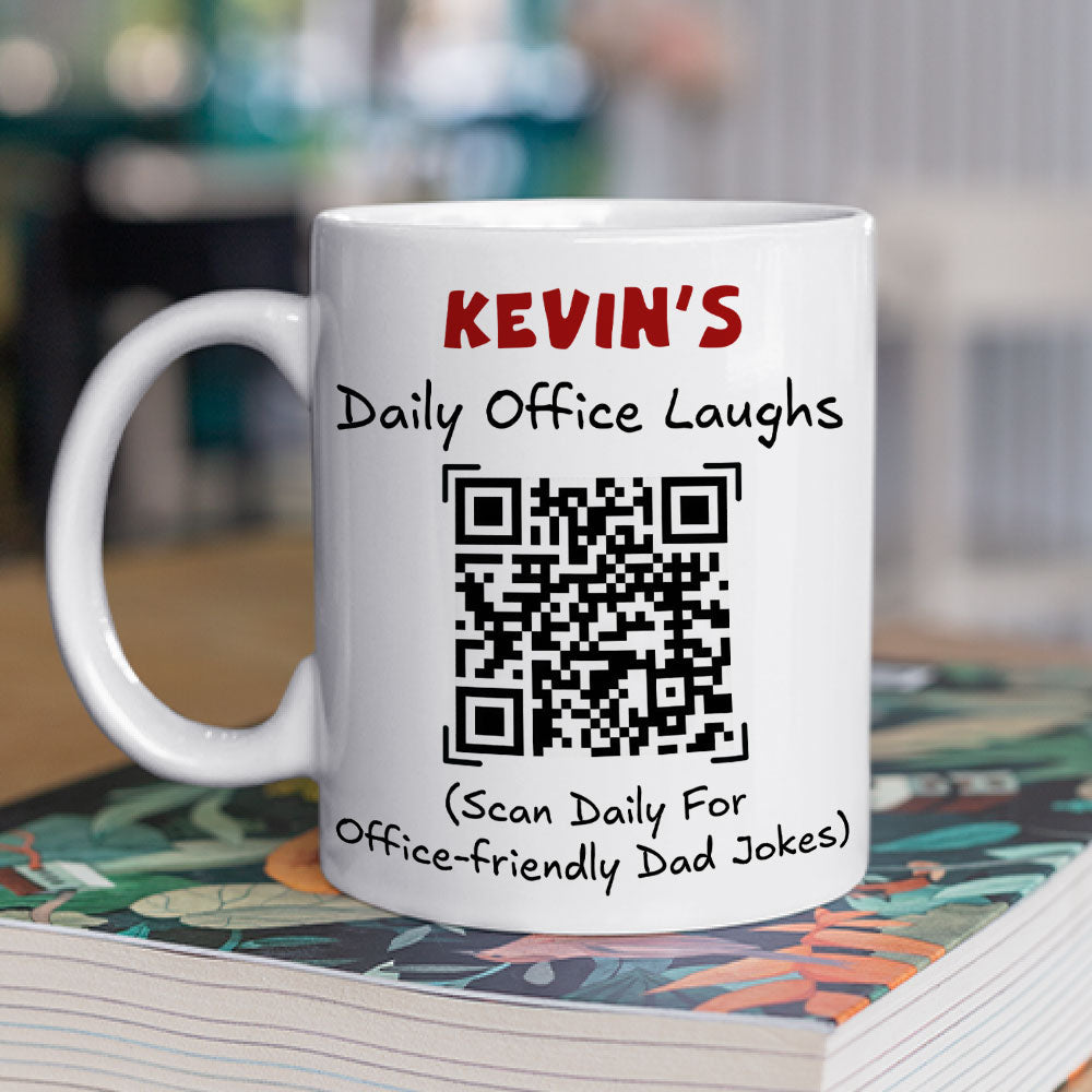 Custom Coworker, Christmas & Birthday Team Appreciation Gift • Scan And Laugh Dad Joke - Personalized Coffee Mug