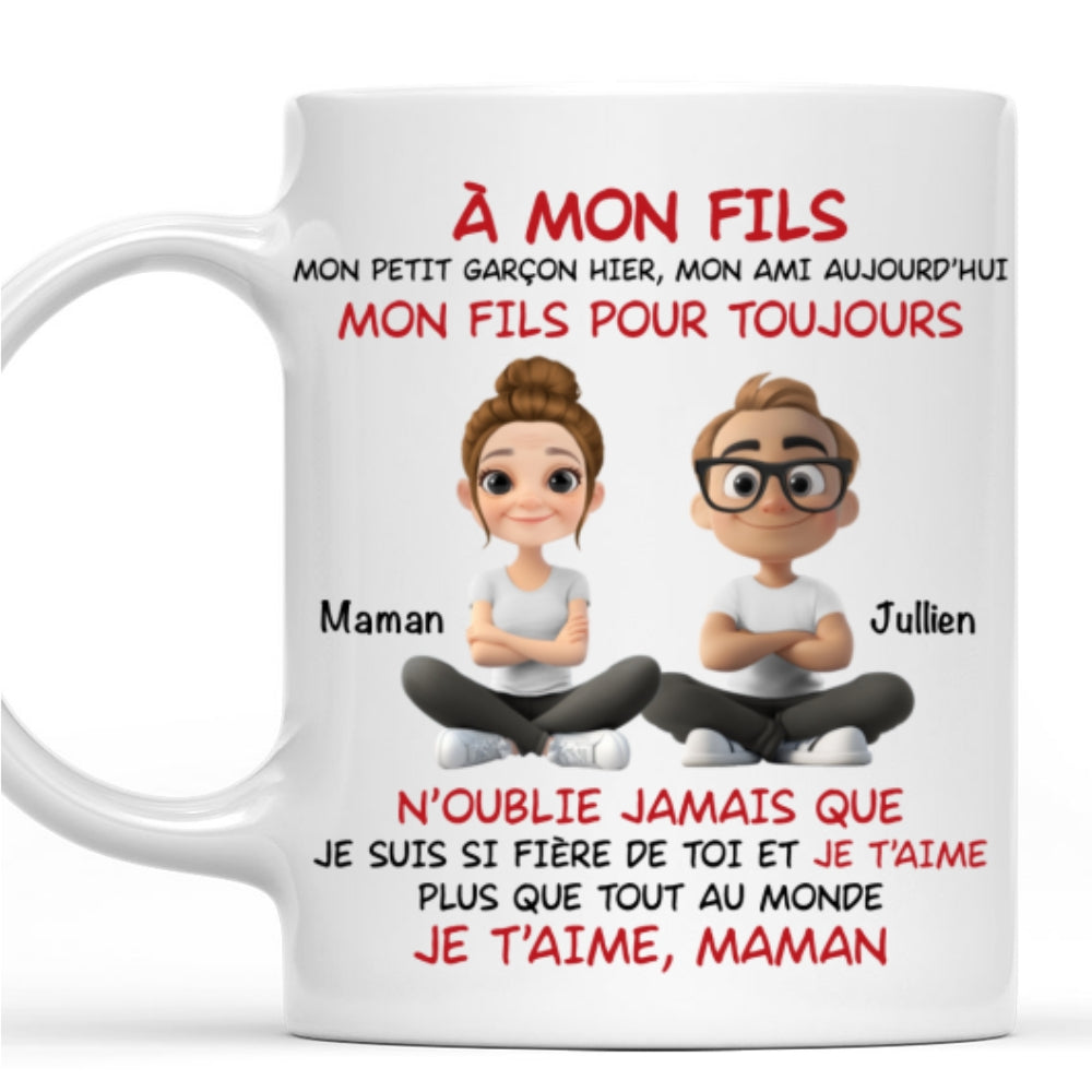 Custom Christmas & Birthday Gift for Son • Mon Fils Mon Petit Garçon d'Hier - Mug Personnalisé