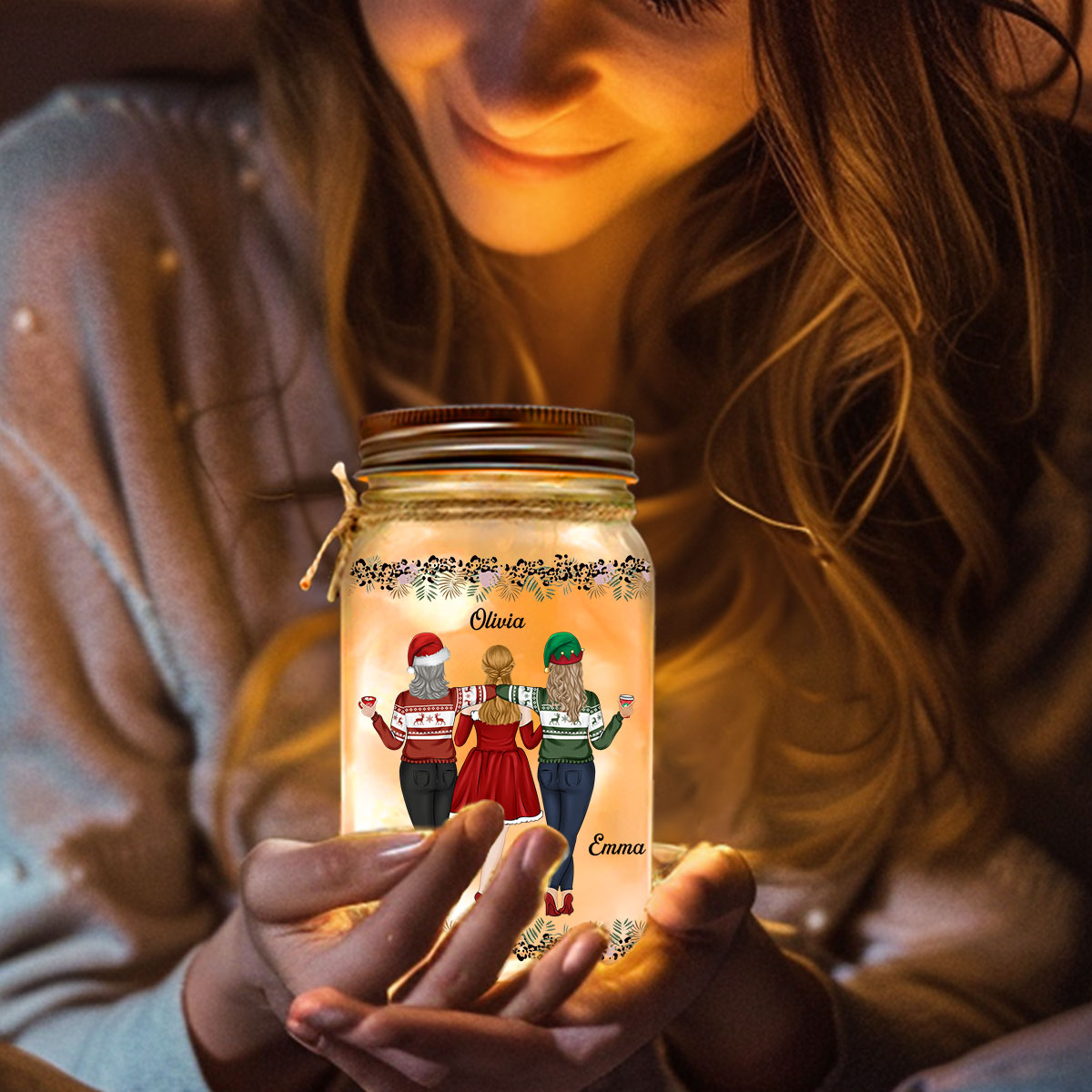 Thanks For Being My Unbiological Sister - Personalized Mason Jar Light