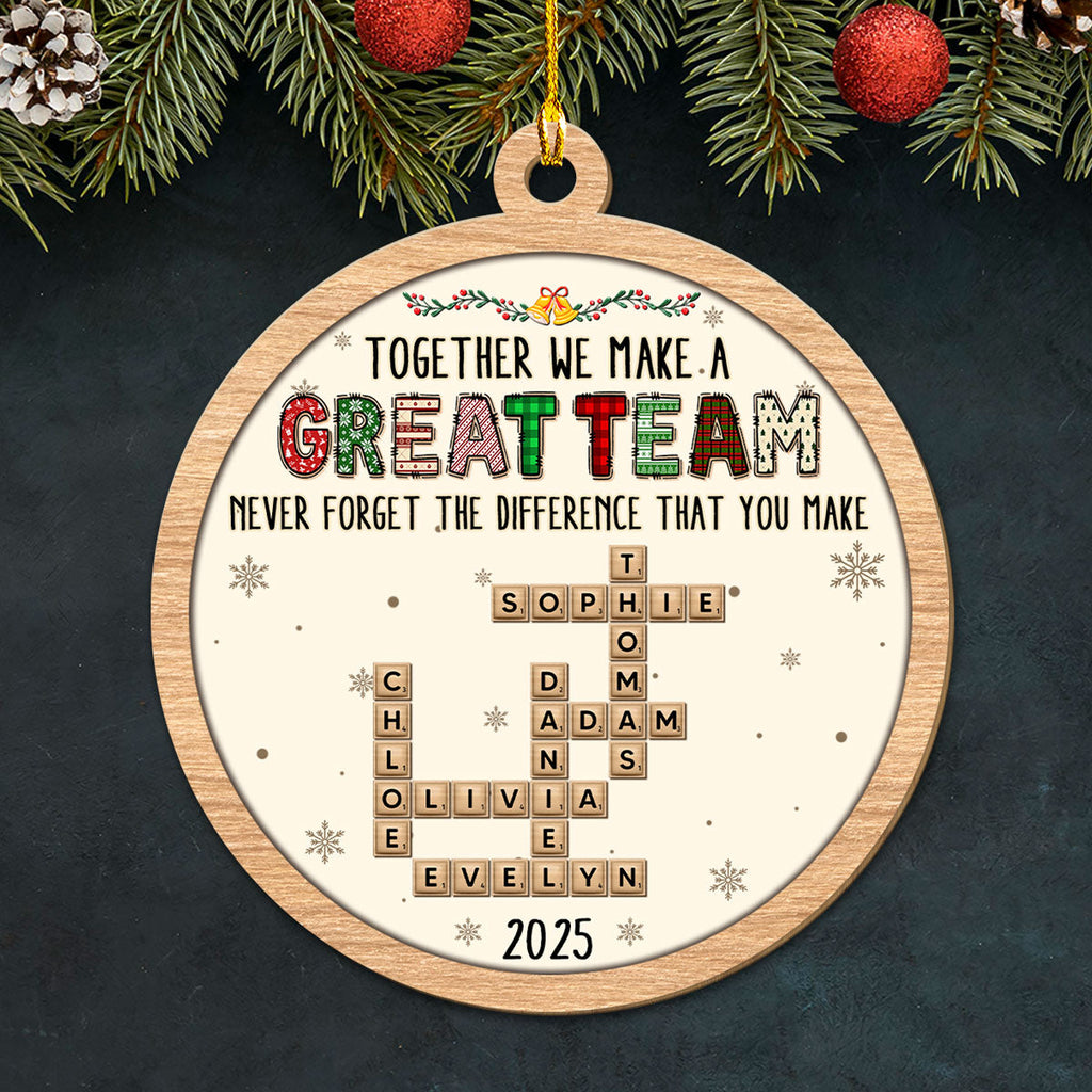 Custom Coworker Christmas Ornament, Team Appreciation Gift •  Amazing Team - Personalized 3D Effect Wood Ornament