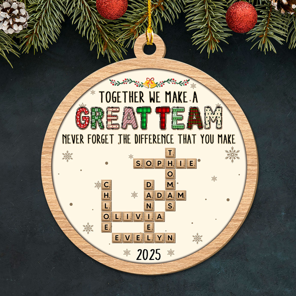 Custom Coworker Christmas Ornament, Team Appreciation Gift •  Amazing Team - Personalized 3D Effect Wood Ornament