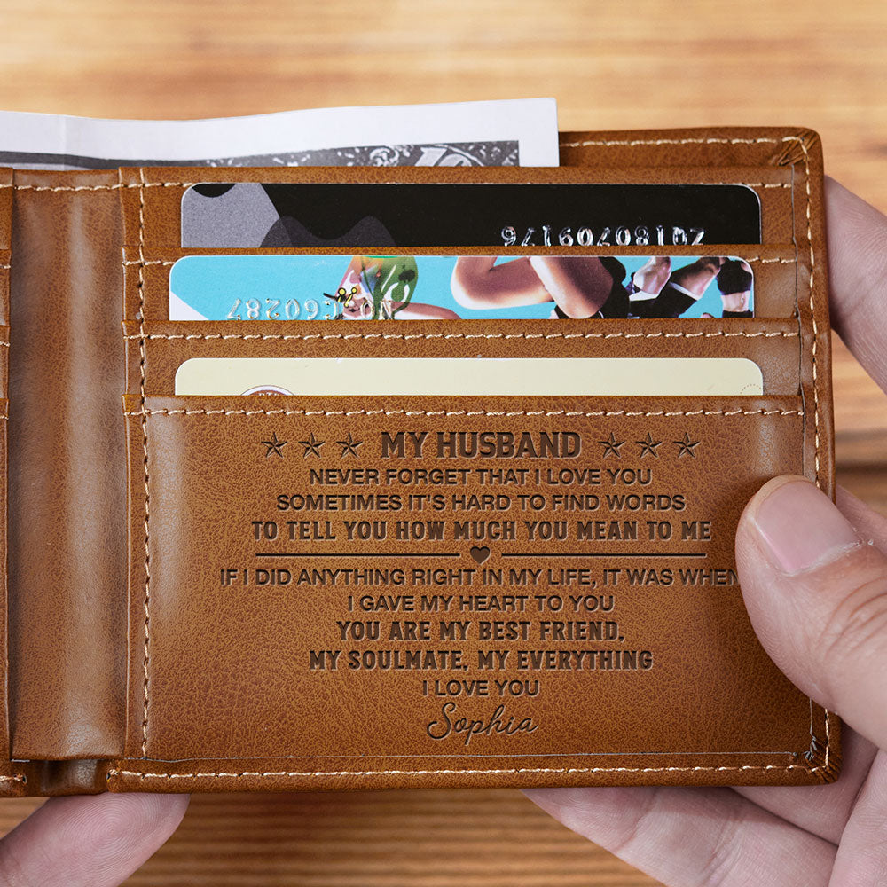 Never Forget I Love You My Love - Personalized Printed Men Leather Wallet