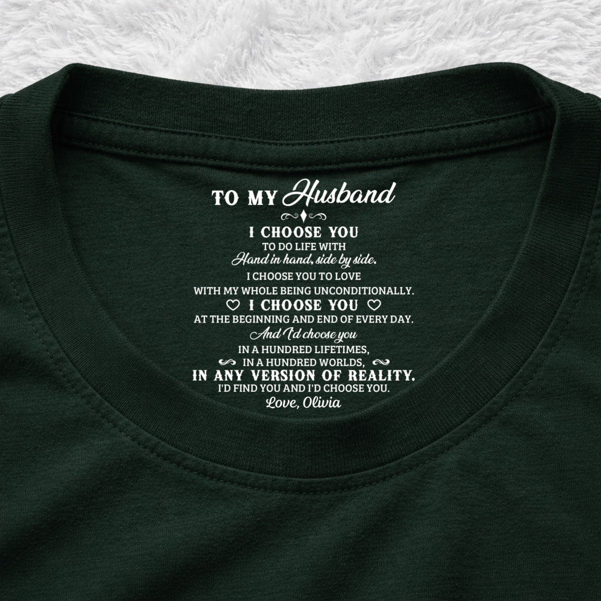 Custom Anniversary Keepsake Gifts For Couple • I Choose You 2 - Personalized Inside Neck Print T-Shirt