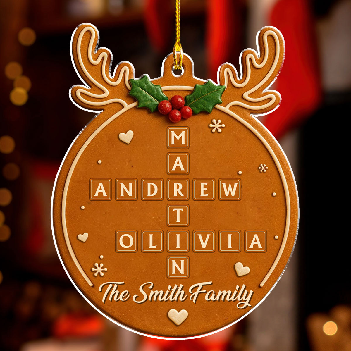 Custom Family Ornament, Christmas Gift for Family Members •  Ginger Bread - Personalized Acrylic Ornament